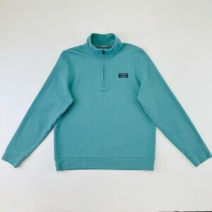 LLBean mens blue polo shirt Medium Quarter zip pullover long sleeve Preppy
